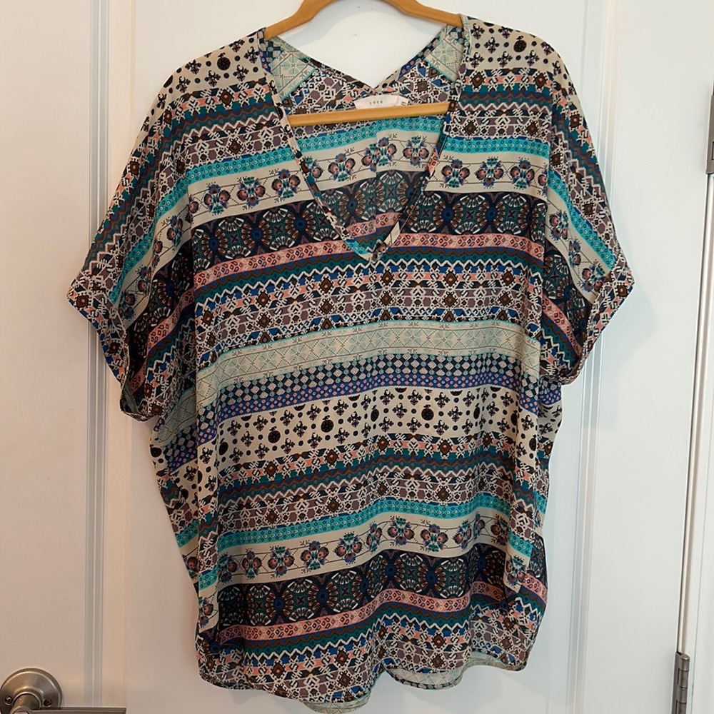 Lush multicolored patterns blouse
